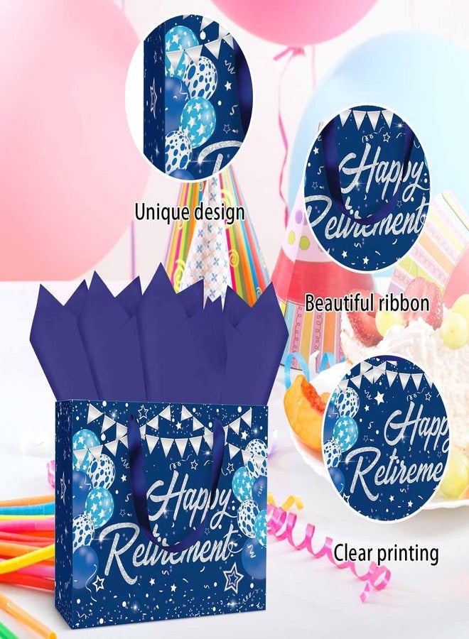 MUNILAIL 13 Inches Navy Blue Retirement Gift Bag Large Paper Gift Bag with Tissue Paper Handle and Greeting Card for Women Men Office Coworker Farewell Retirement Party Supplies - Image 4